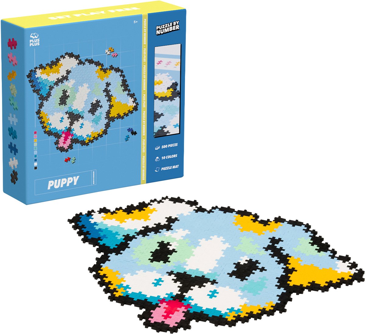 Plus-Plus puzzle by number puppy 500 stukjes - 3961 - puzzel en bouwspeelgoed in 1 - vanaf 5 jaar
