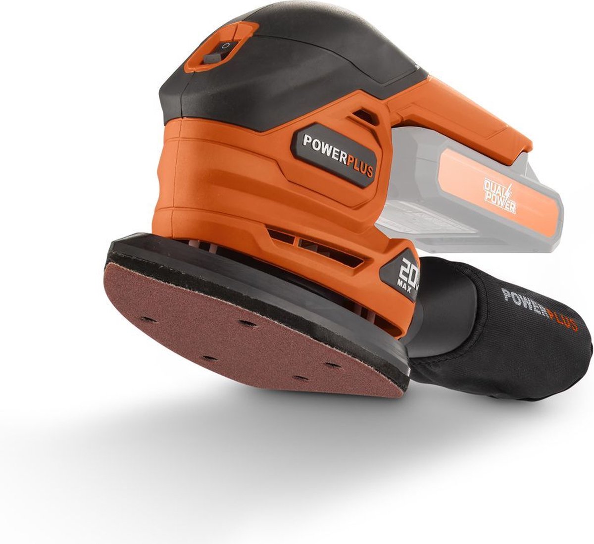 Powerplus Dual power accu handpalmschuurmachine powdp50200 - 20 v multischuurmachine - 1 schuurblad, stofopvangzak - zonder accu en lader