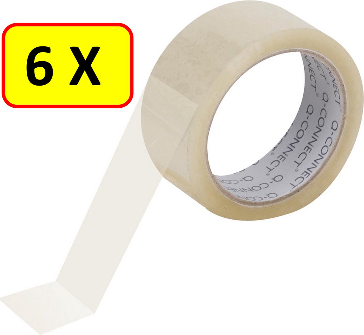 Q-CONNECT standaard verpakkingstape, ft 48 mm x 60 m, transparant, pak van 6