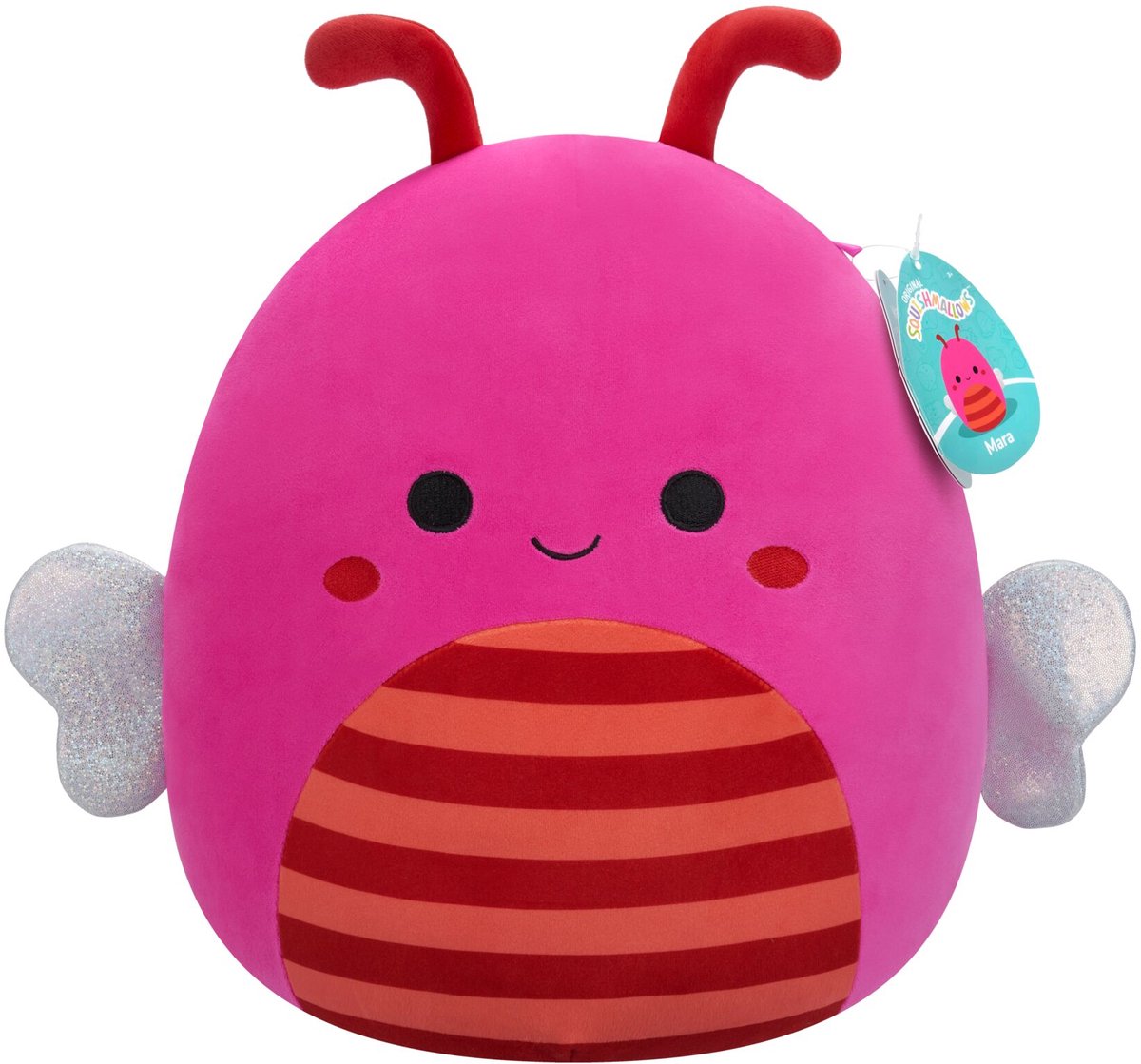 Jazwares Squishmallows - medium plush (mara - hot pink bee w orange and burgundy striped belly) - 30cm plush