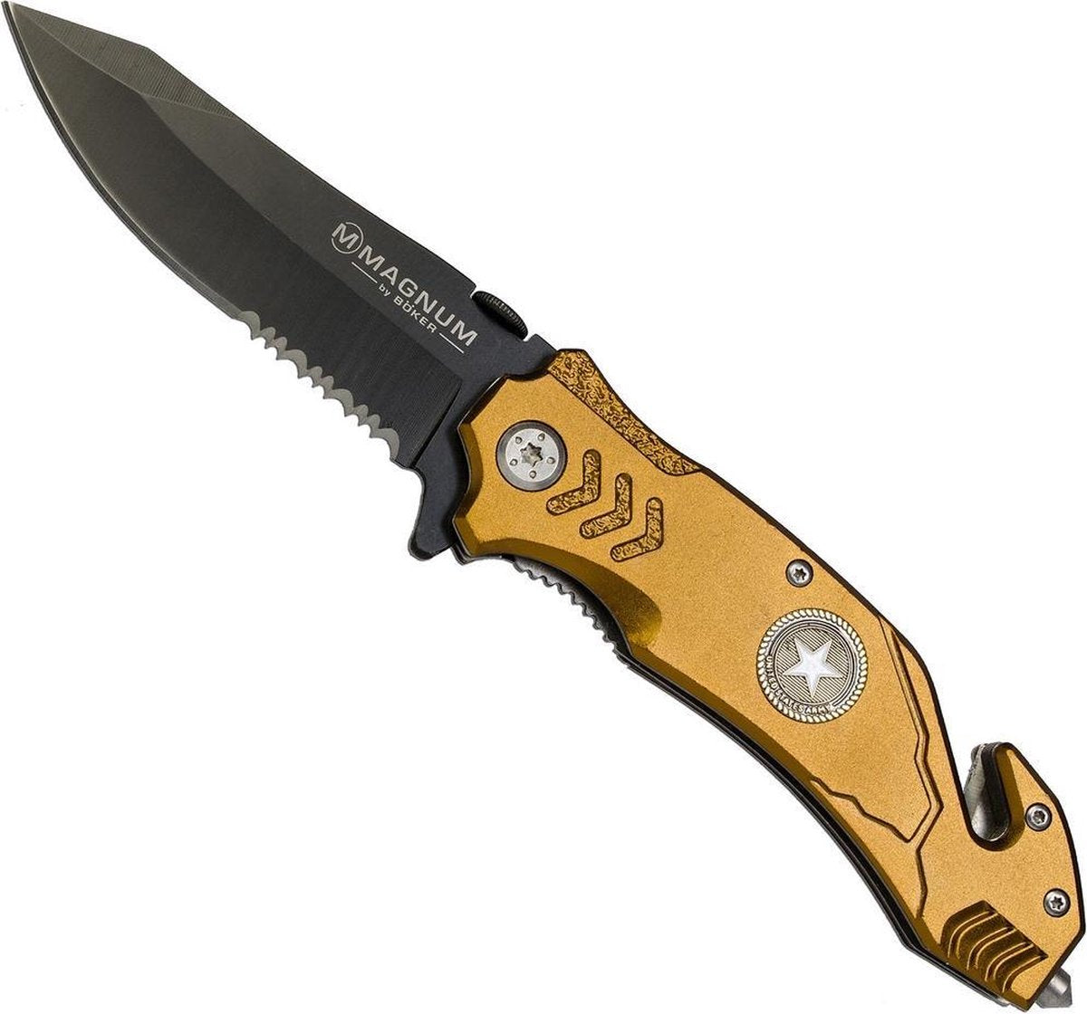 Magnum By Boker inklapbaar zakmes - met glasbreker en gordelsnijder - 20.8 cm