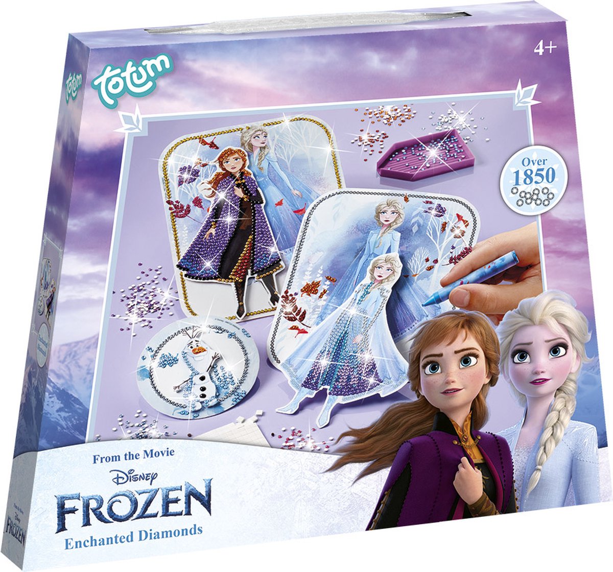 Totum Disney frozen diamond painting knutselset speelgoed meisjes - anna en elsa prinsessen versieren met 1800+ strass steentjes knutselen creatief speelgoed