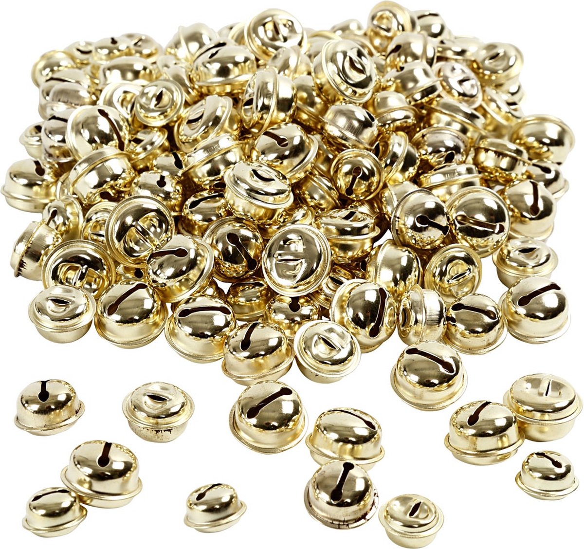 Creativ Company Bellen - assortiment, d: 13+15+17 mm, goud, 220 assorti