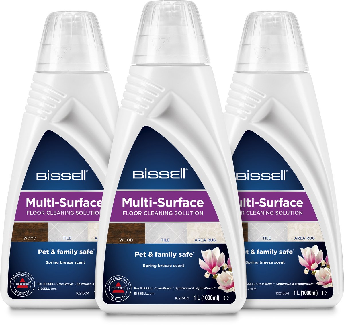 BISSELL multi-surface vloerreiniger 3 x 1l voordeelpak - geschikt voor crosswave spinwave - universeel reinigingsmiddel - krachtige vloerreiniger voor tegels, hout laminaatreinigers - 2885