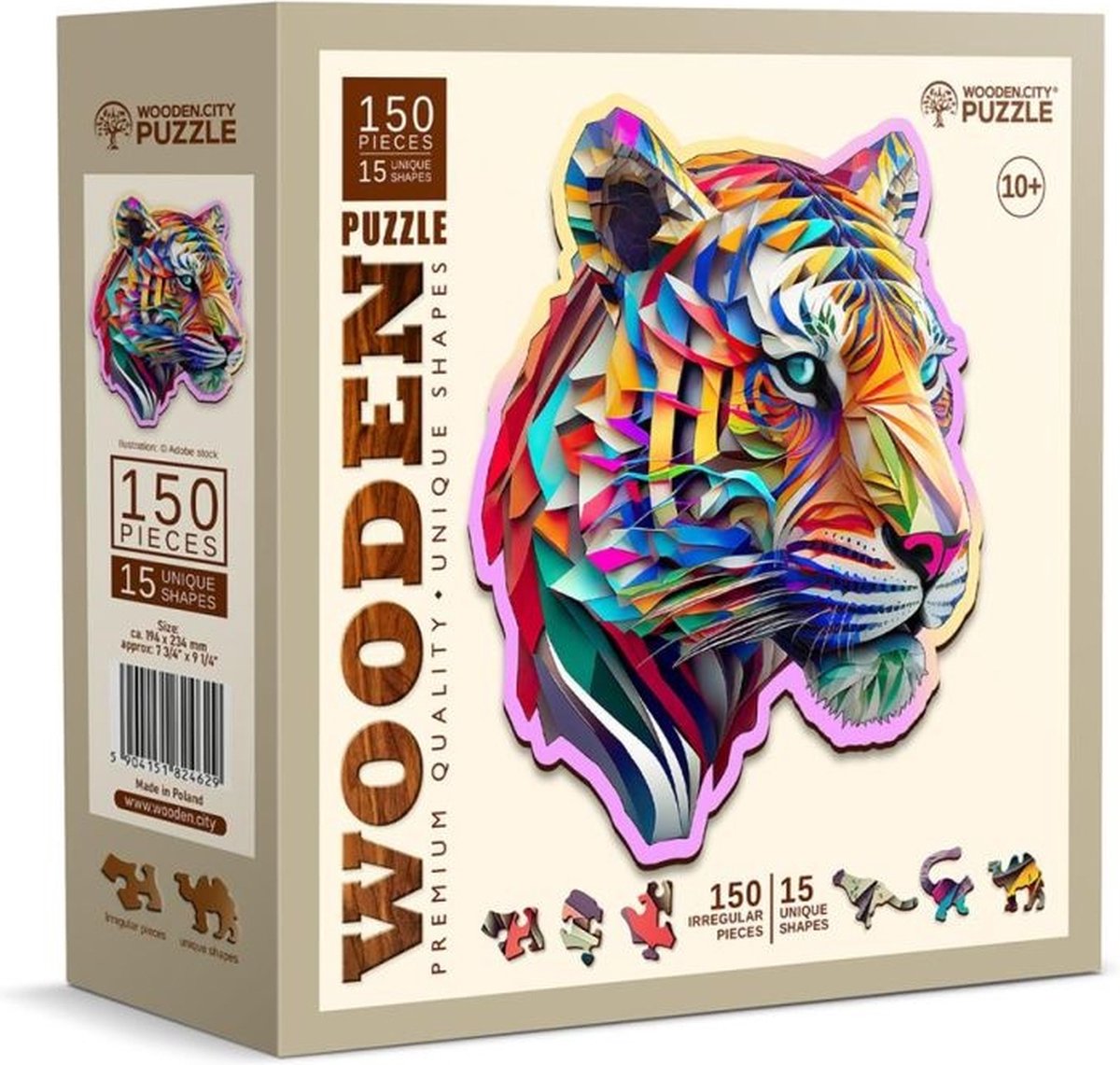 Wooden City Houden city puzzel - kleurrijke tijger.