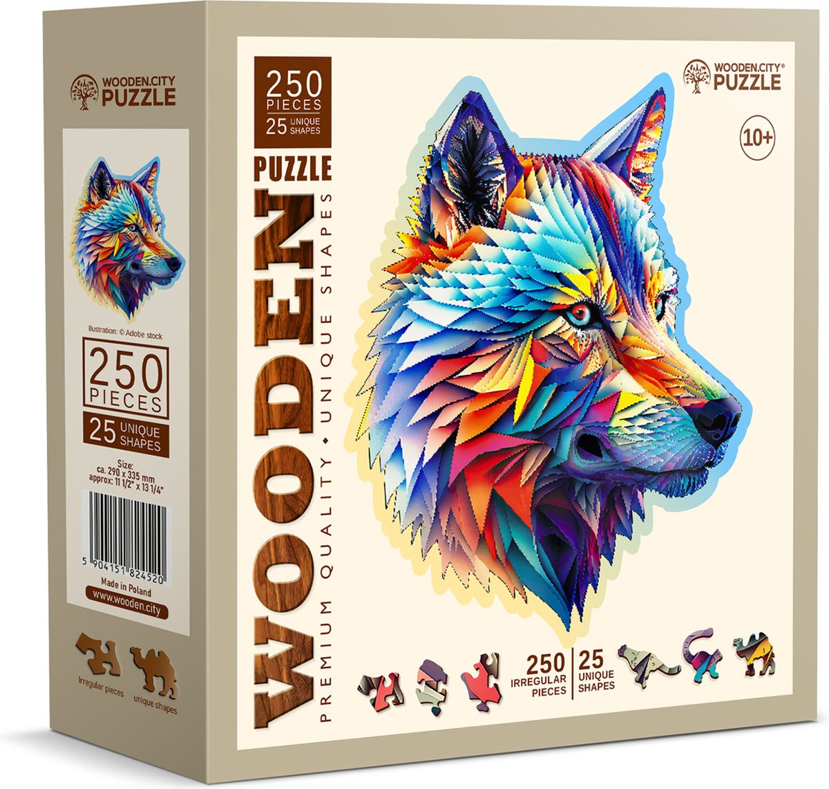 Wooden City Wooden.city houten puzzel - wolf - 250 stukjes - educatief speelgoed.
