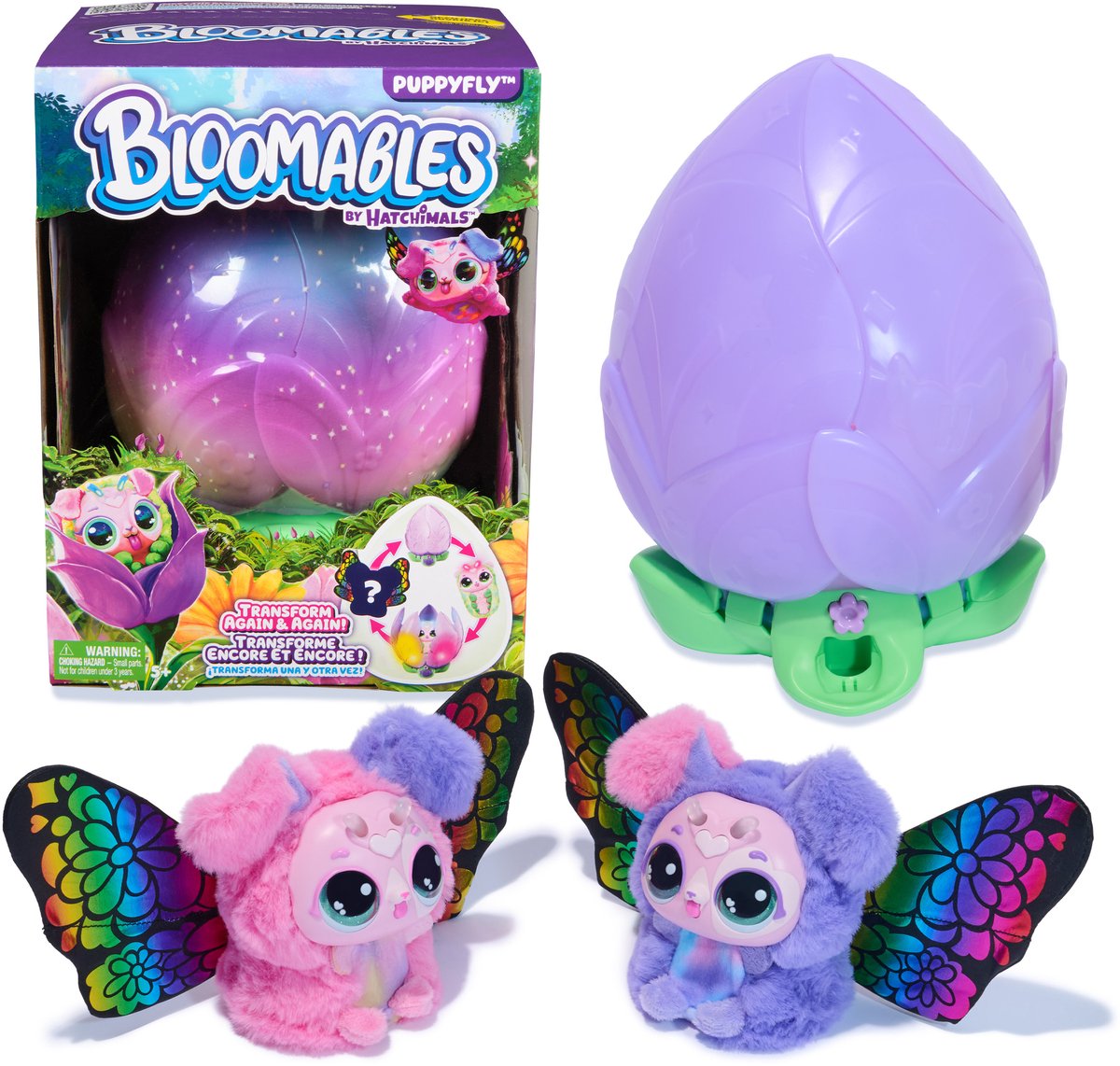 Hatchimals Bloomables - puppyfly - interactief speelgoed en bloem met herhaalbare onthulling en transformatie, meer dan 100 geluiden en reacties (stijlen variëren)