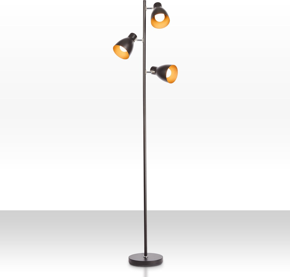 B.K.Licht - industriële vloerlamp - zwart gouden staande lamp - draaibar - met e27 fitting - h.: 166cm