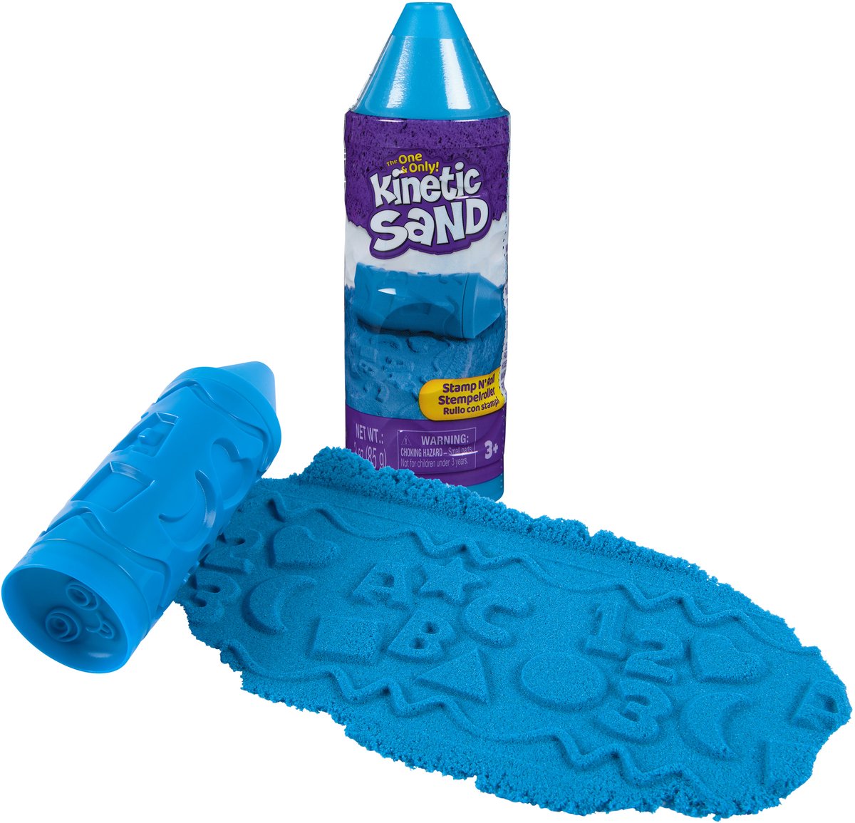 Kinetic Sand - stamp n’ roll krijtvorm met 85 g origineel - sensorisch speelzand - knutselset - speelzand
