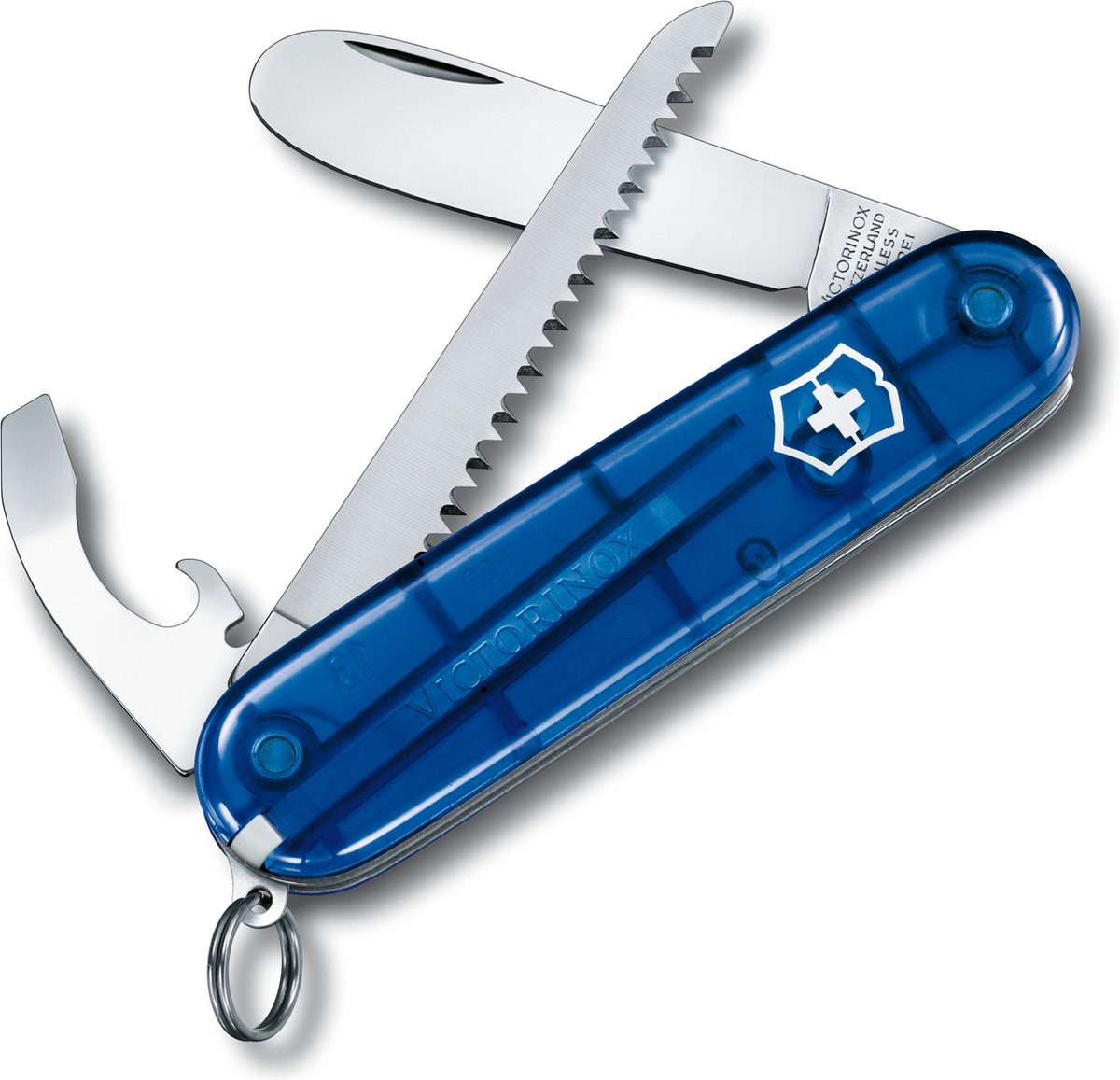 Victorinox My first kinderzakmes - 9 functies - transparant blauw - inclusief nekkoord
