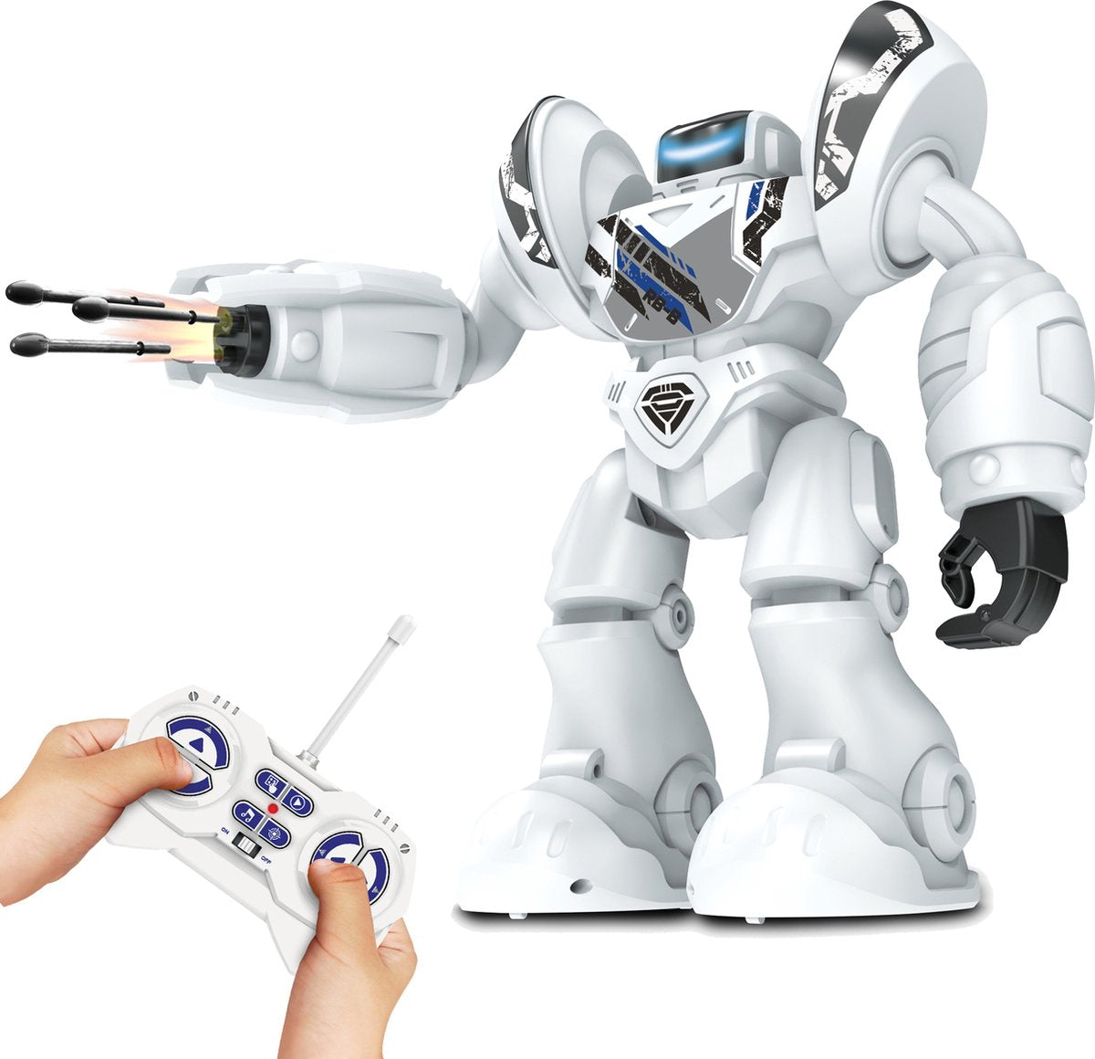 Silverlit Robot robo blast wit - bestuurbare speelgoedrobot met schietende vuist - 34 cm hoog