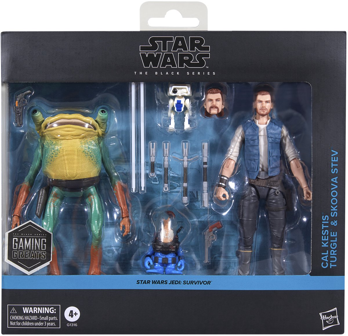 Star Wars the black series cal kestis, turgle en skoova stev - actiefiguurset - 15cm
