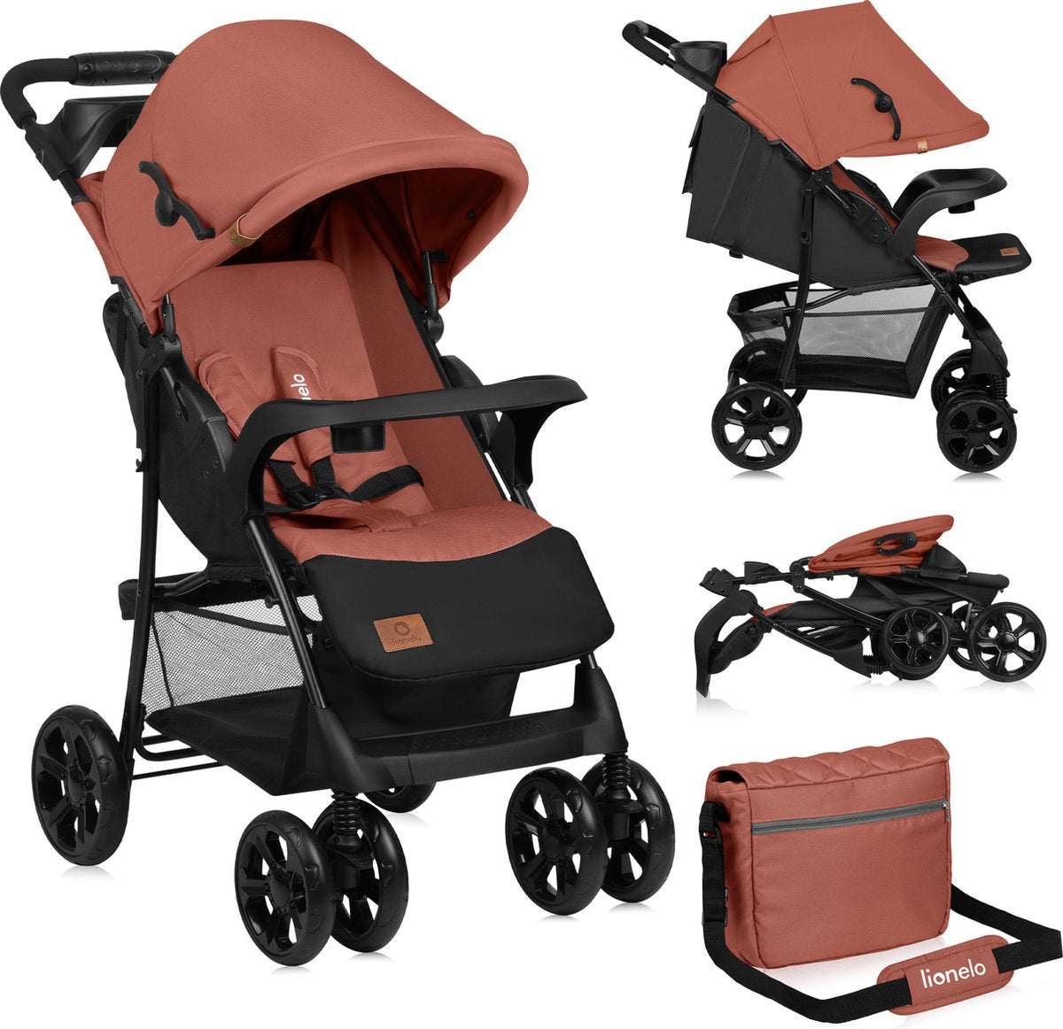 Lionelo emma plus - buggy - lichte en duurzame kinderwagen - 5-punts gordel - rugleuningverstelling tot ligpositie - verlengd luifel met venster - grote mand - praktische tas en organizer - schokdempers - geschikt voor kinderen tot 15 kg