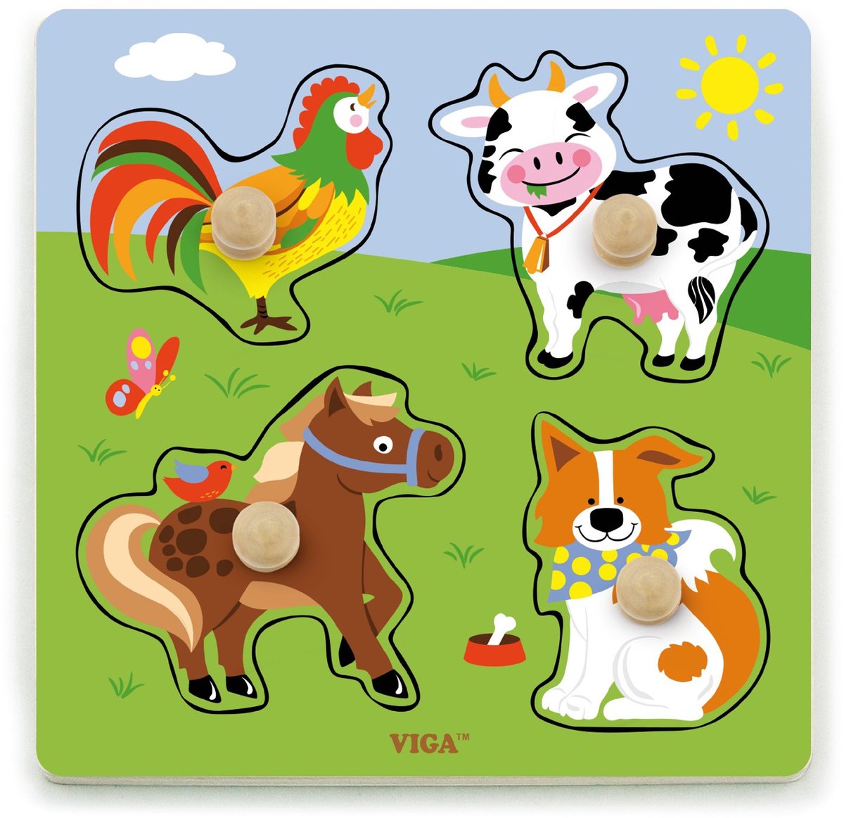 Vigatoys Viga toys koppuzzel boerderijdieren junior 22,5 x 22,5 cm hout