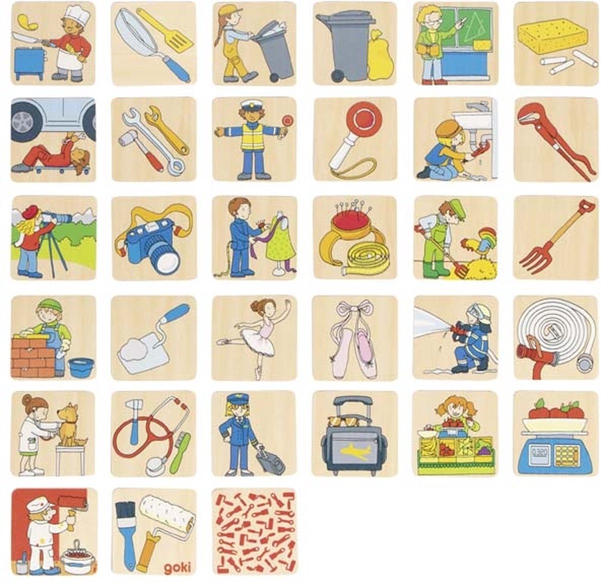 Goki memory - beroepen - 32 delen - hout - 3 jaar