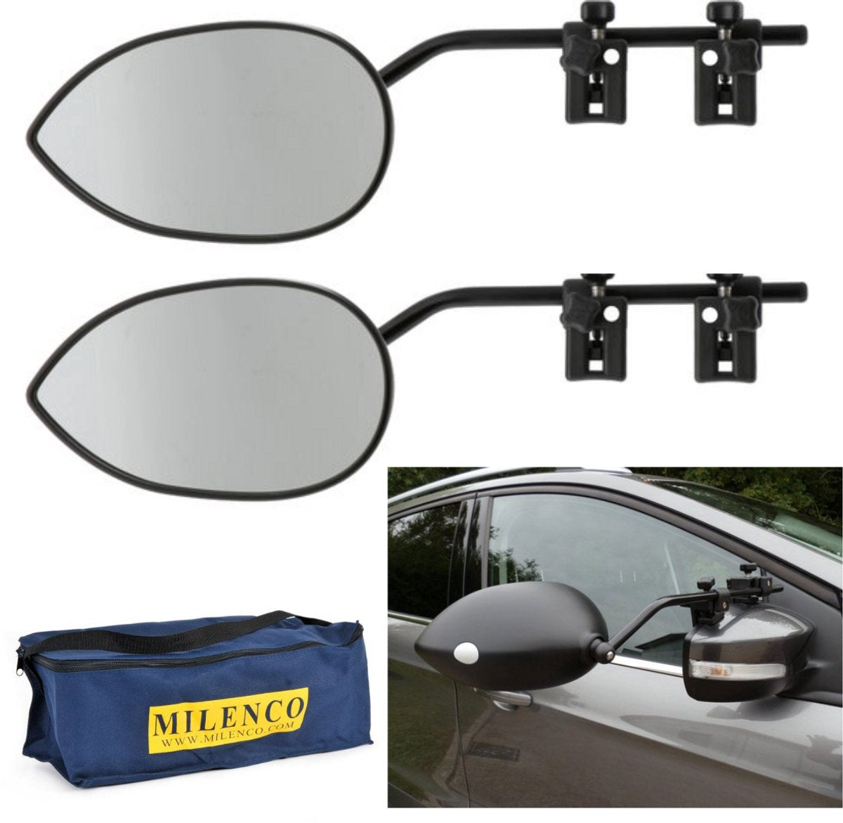 Milenco aero 3 caravanspiegel - vlak glas - 2 stuks