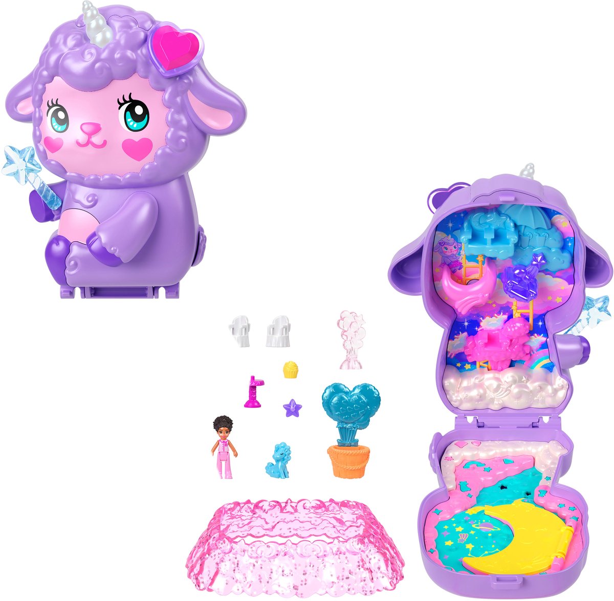 Polly Pocket knus dromenland schaap - compacte speelfigurenset