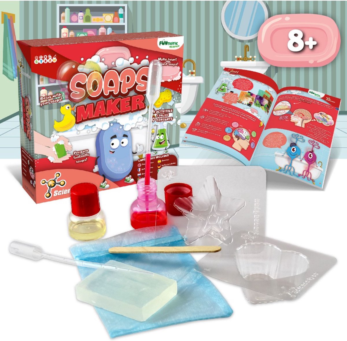 Science 4 You Science4you zelf zeep maken - experimenteerset - 10-delige experimentenset - zeep maken - 4 experimenten - voor kinderen vanaf 8 jaar