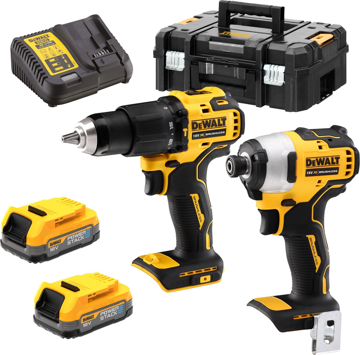 DeWalt dck2062e2t accu combiset 2-delig 18v xr 1.7ah powerstack in tstak