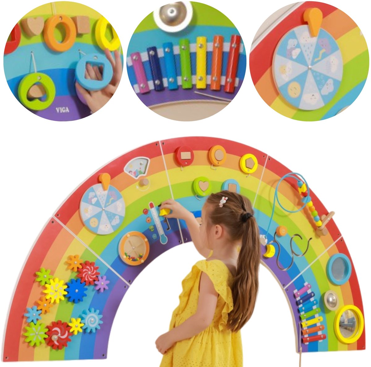 Vigatoys Viga toys - houten - wandspeelbord - regenboog - diameter 162cm