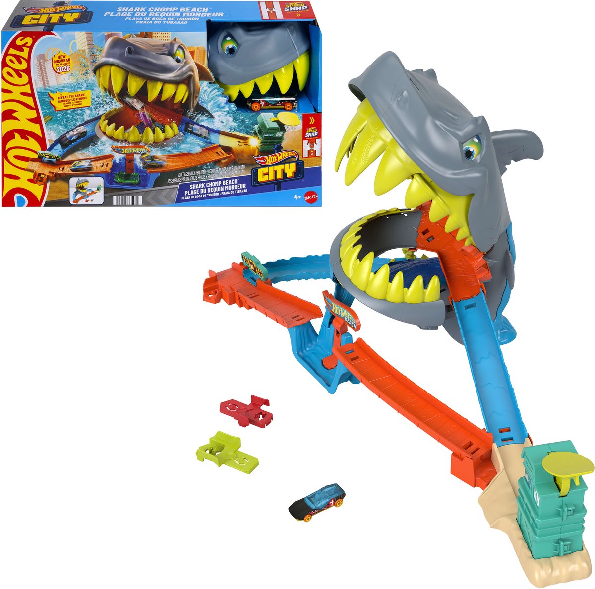 Hot Wheels city haaienstrand speelset en metalen speelgoedauto