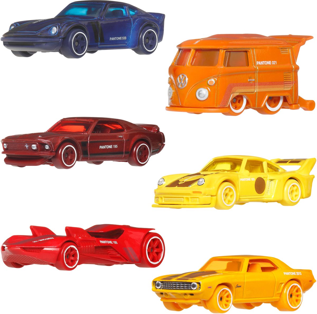 Hot Wheels pantone multipack van speelgoedauto's en bestelwagens - 6 metalen voertuigen