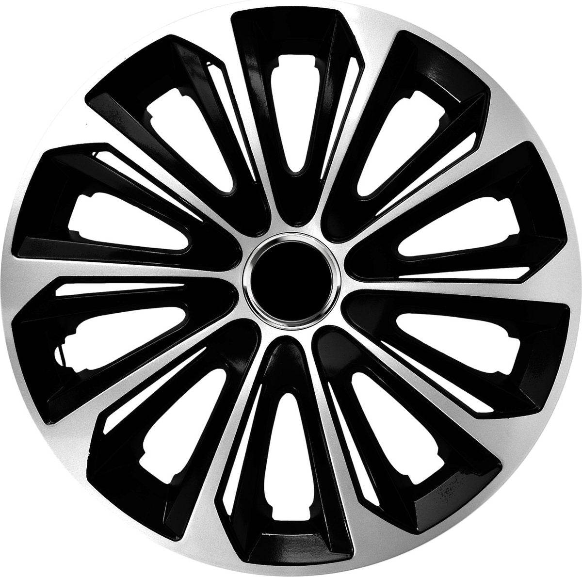 NRM - stig extra wieldoppen 16 - zilver zwart- set van 4 stuks - abs duurzaam resistant
