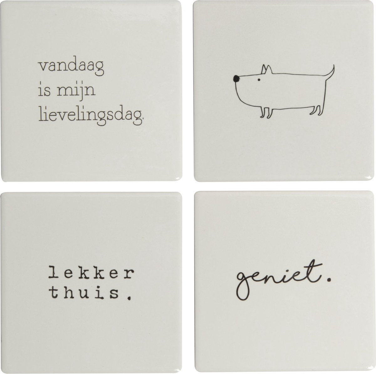 Merkloos Sans Marque Onderzetters - wandtegels - 10 x 10 cm - set van 4