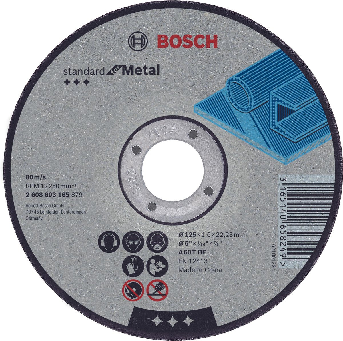 Bosch Doorslijpschijf recht standard for metal a 30 s bf, 125 mm, 22,23 mm, 2,5 mm 1st
