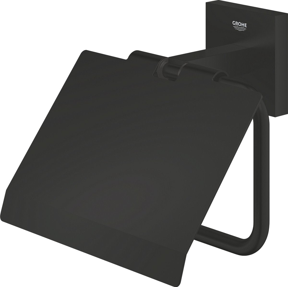 GROHE quickfix start cube toiletrolhouder - met deksel - matte black