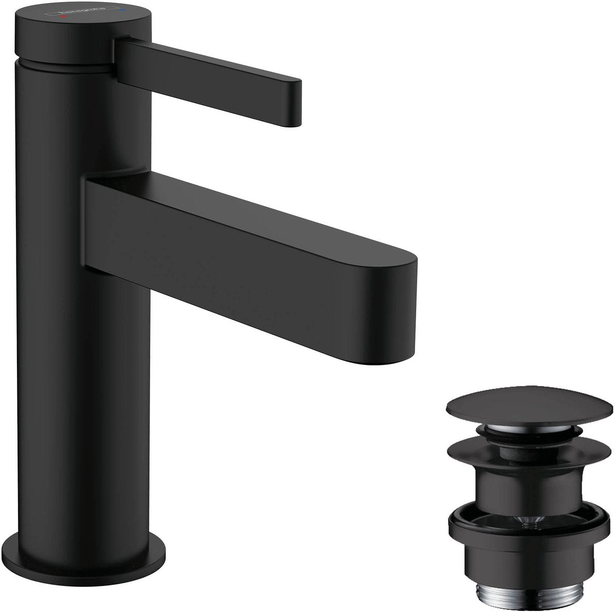 Hansgrohe finoris - wastafelmengkraan - met afvoerplug - 100mm - mat zwart