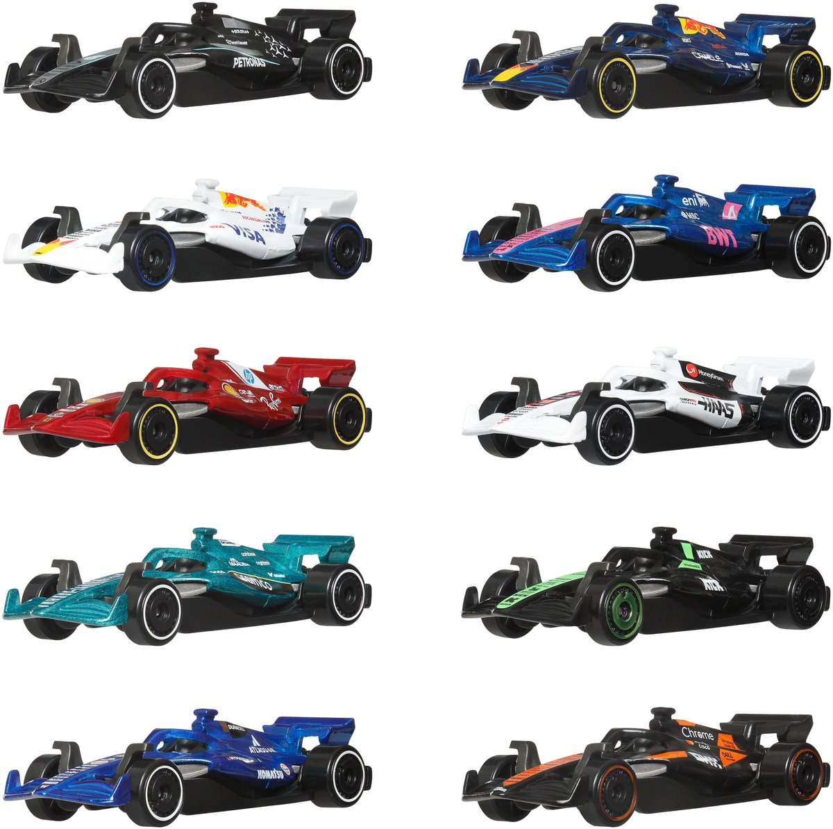 Hot Wheels formula 1 set van 10 speelgoedauto's van elk 2025 f1 racing team