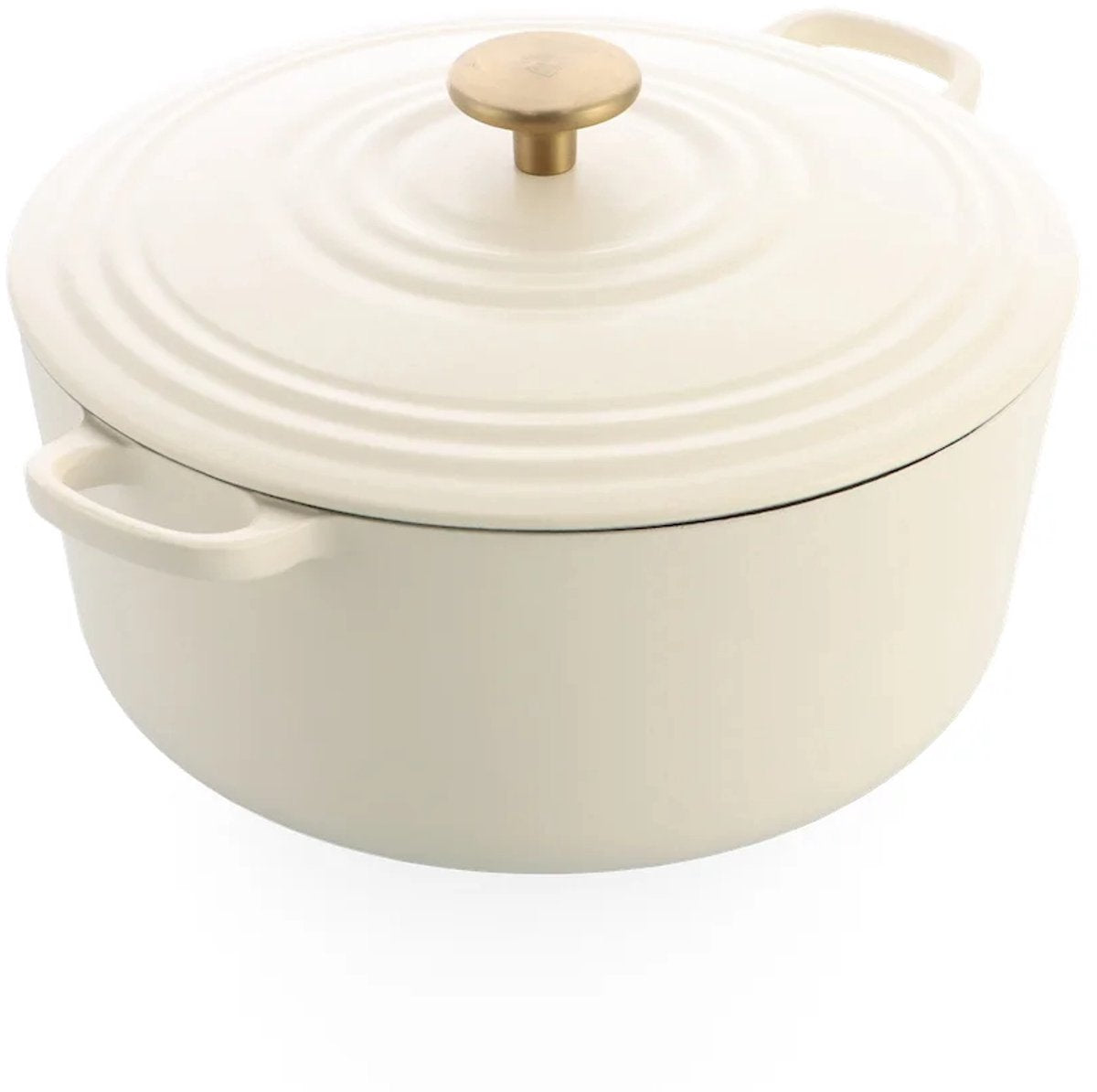 BK bourgogne braadpan gietijzer 28cm 6.7l - inductie braadpan - gietijzeren braadpan - ovenbestendig tot 230 graden - deksel met druipringen - wit geëmailleerde binnenkant - cream white