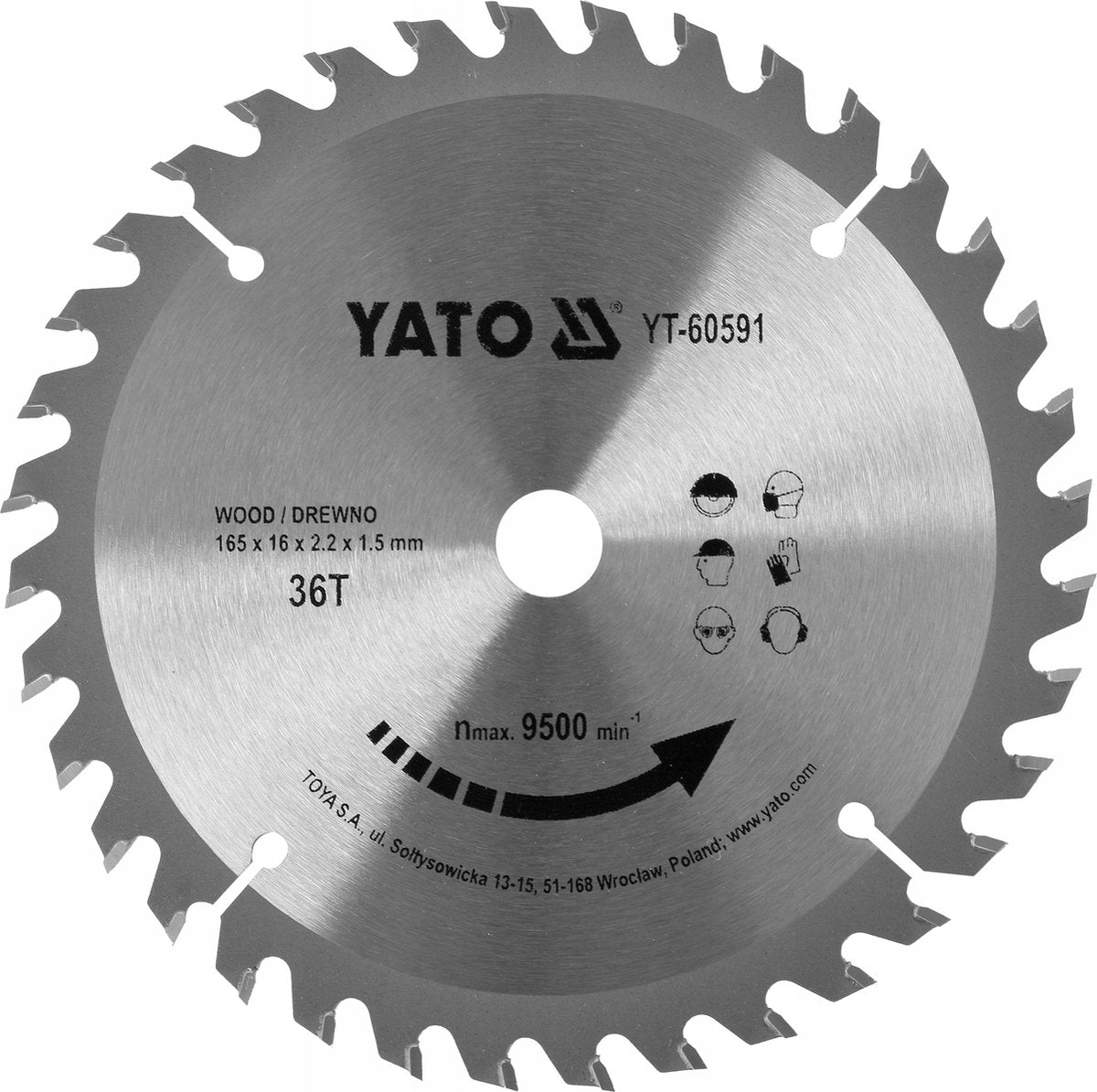 Yato cirkelzaagblad ø 165 mm - 36 t - binnendiameter 16 mm
