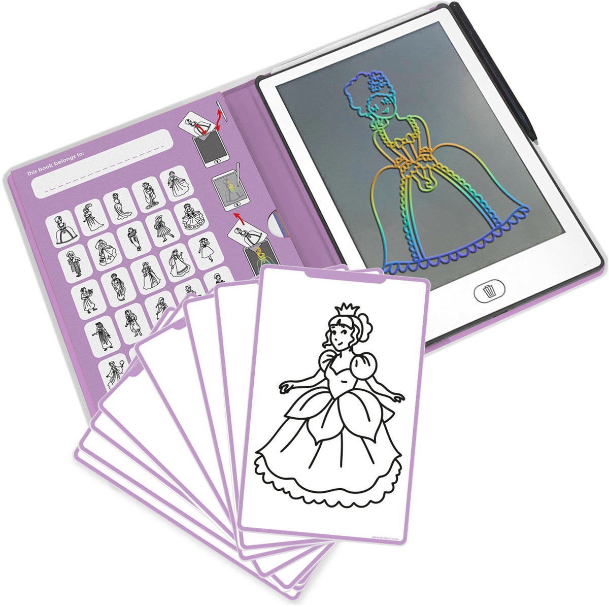 Kidywolf - kidydraw mini tekentablet - prinsessen thema - educatief - 4+ jaar