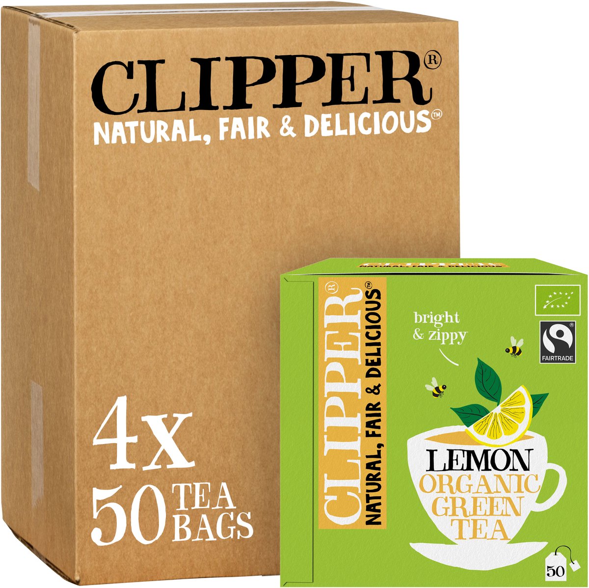 Clipper Thee Clipper - biologische thee - green tea lemon - groene thee citroen - 4 x 50 theezakjes