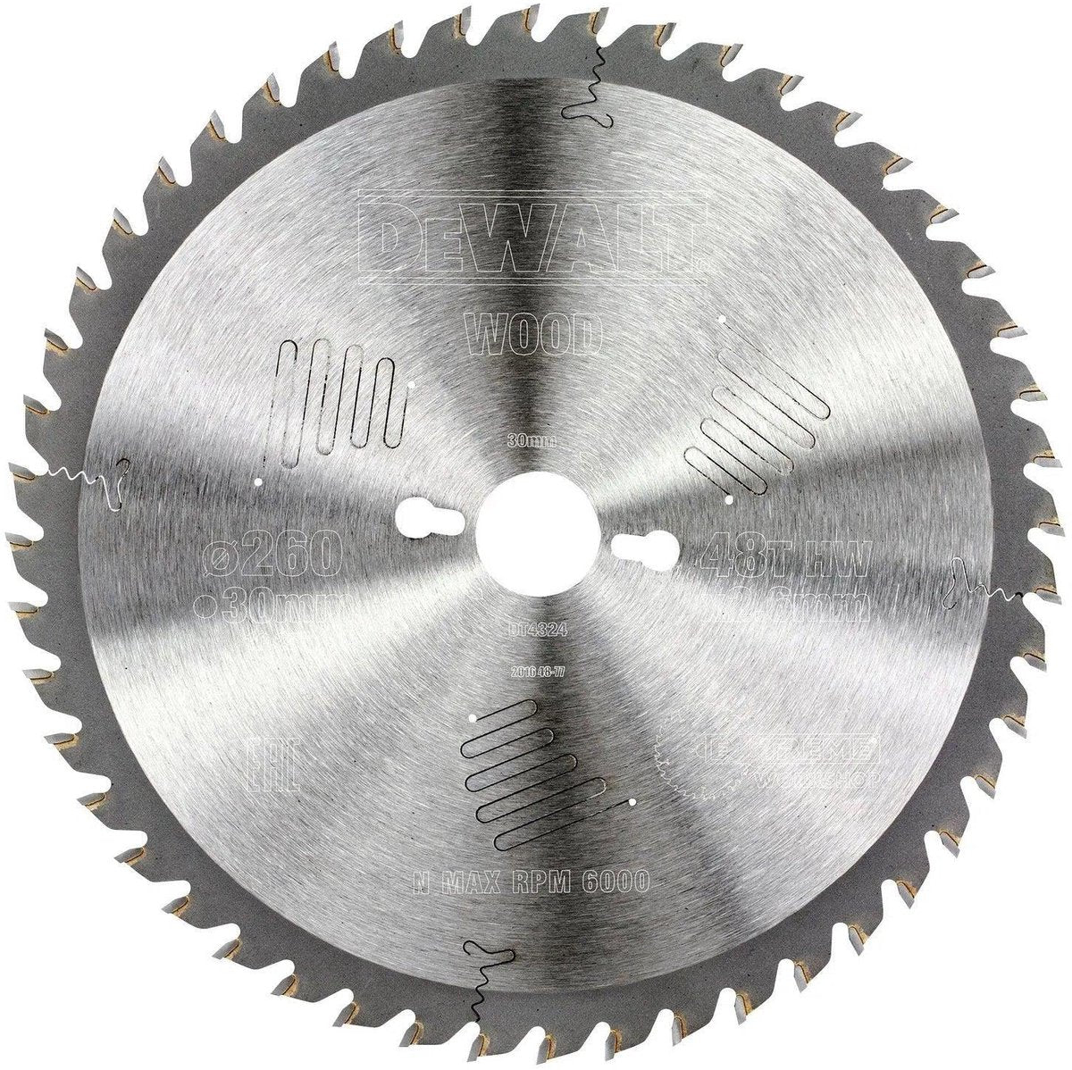 DeWalt cirkelzaagblad voor hout | extreme | ø 260mm asgat 30mm 48t - dt4324-qz