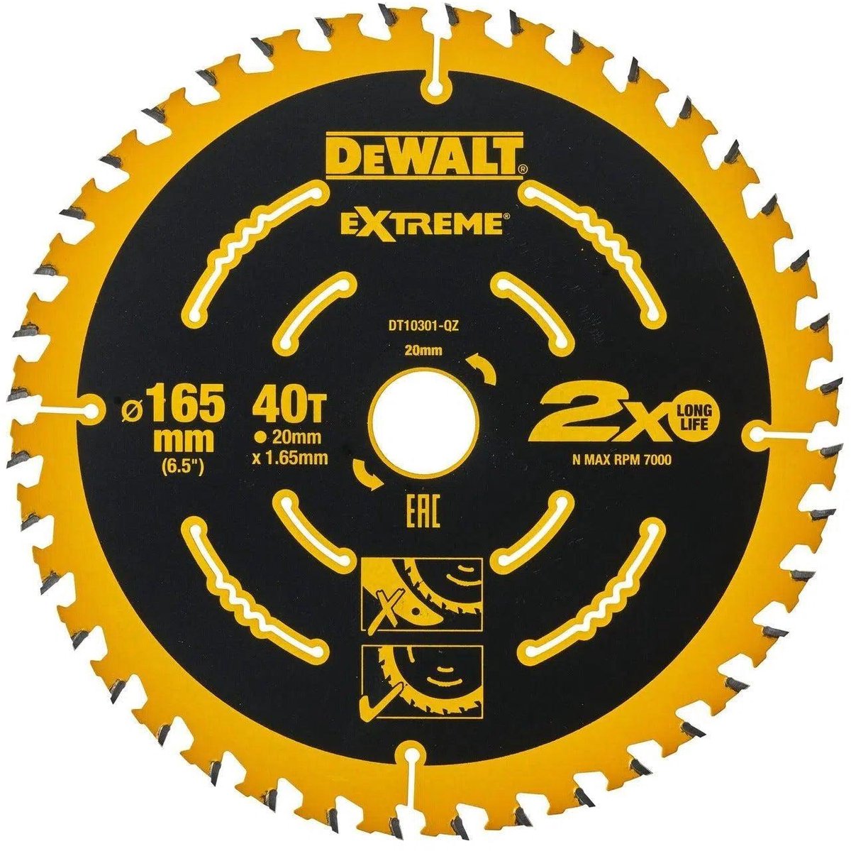 DeWalt extreme framing serie - cirkelzaagblad - 165mm - 40t - voor houtbewerking