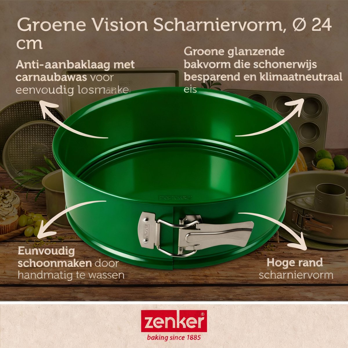 Zenker Springvorm met scharnier 24 cm green vision