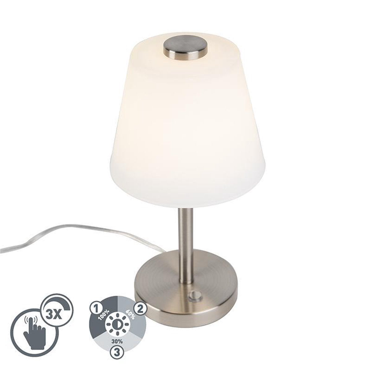 TRIO emerald - tafellamp - nikkel mat - incl. 1x smd 4,5 w - 4-stappen touch