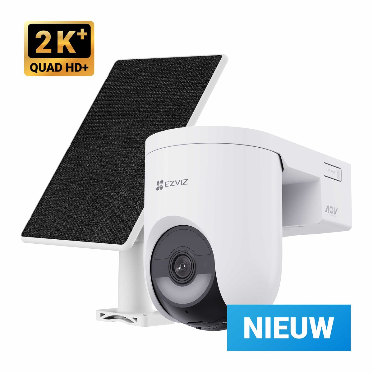 EZVIZ hb8 lite 2k+ kit met zonnepaneel, draadloze beveiligingscamera op batterijen, aov-modus, automatische tracking, ai detectie van personen voertuigen, kleurennachtzicht, tweerichtingsaudio, werkt met google assistant en alexa,geen maandkosten