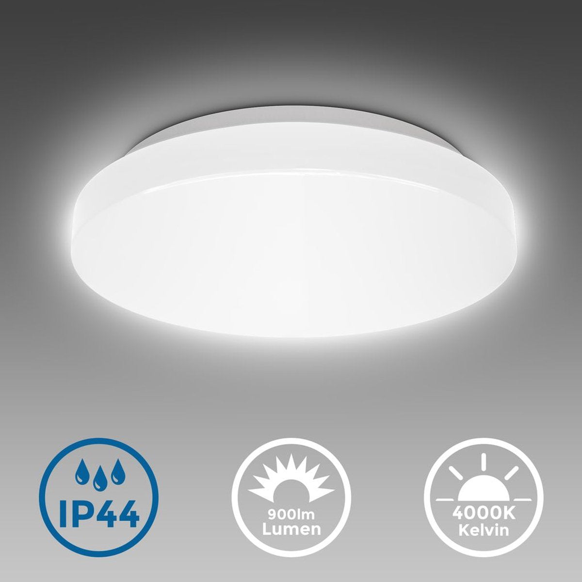 Briloner B.k.licht - led badkamerverlichting - witte plafonniére - badkamerlamp met 1 lichtpunt - ip44 - ø22cm - 4.000k - 900lm - 10w