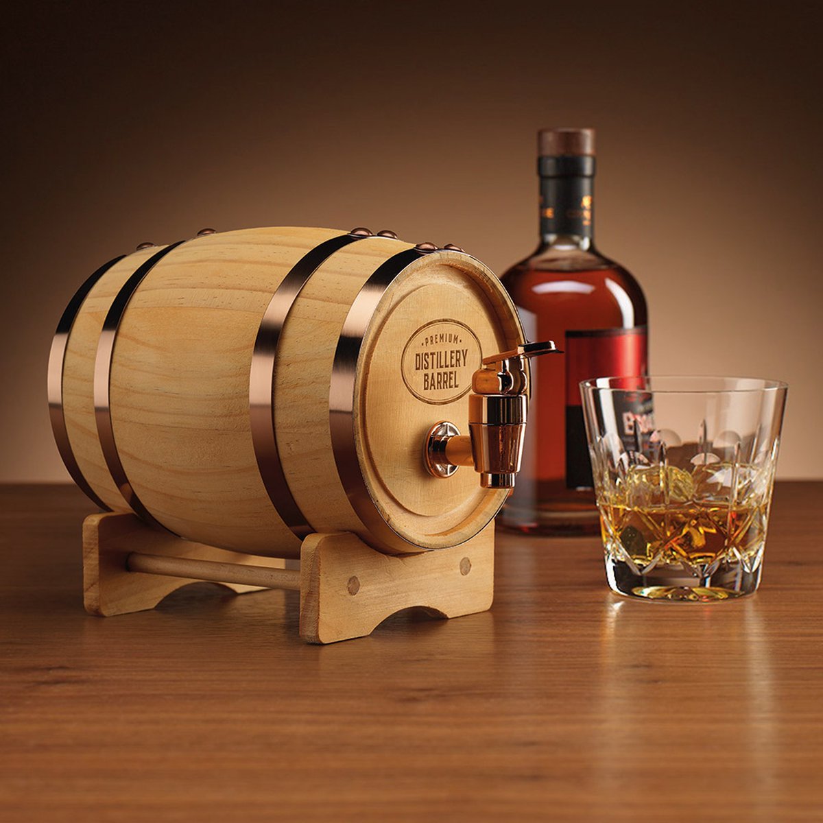 Ingenious Gifting mini whiskyvat hout - decanteerder - 600ml - tap en vulgat - whiskeyvat - 89015