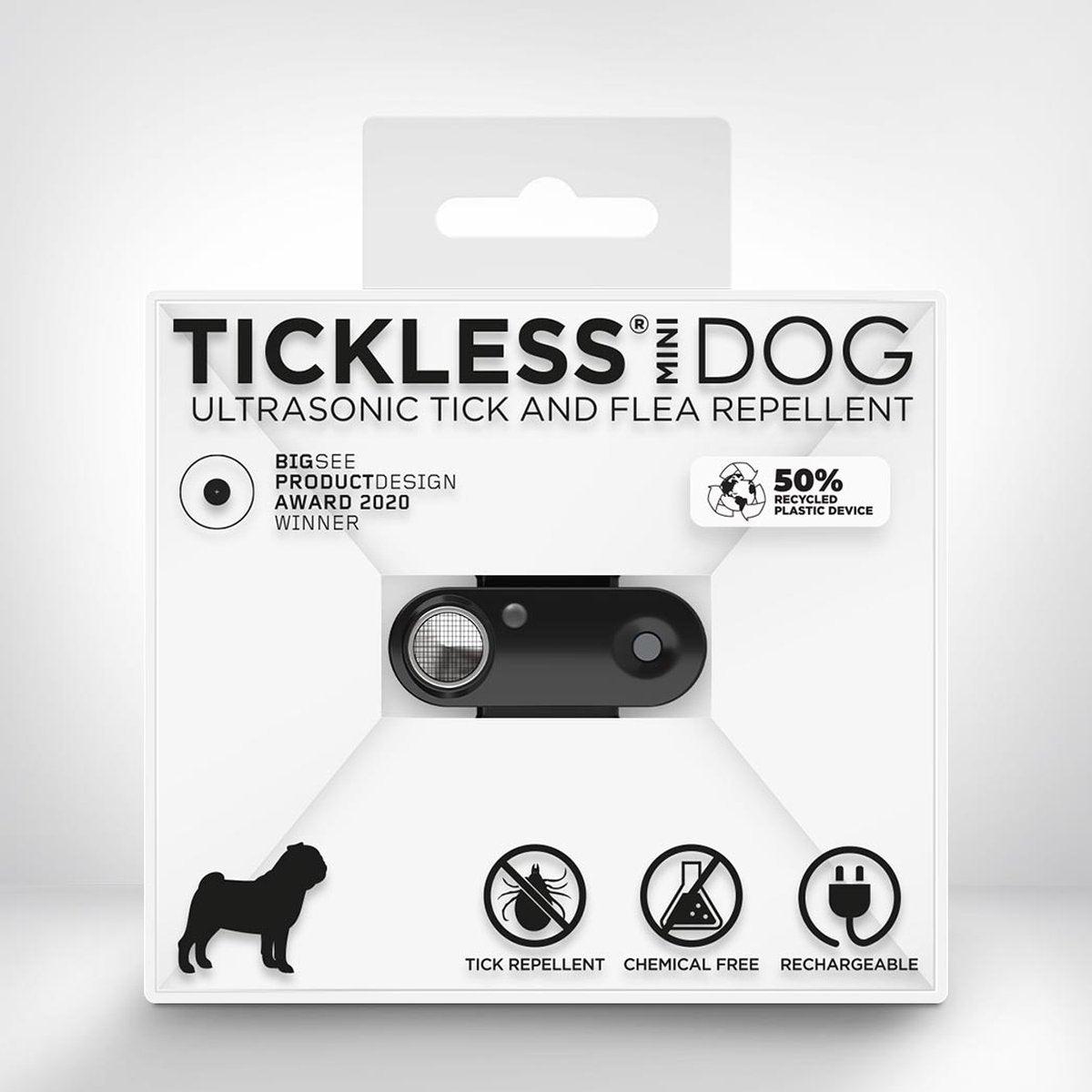 Tickless Mini dog - black - anti teek - herlaadbaar