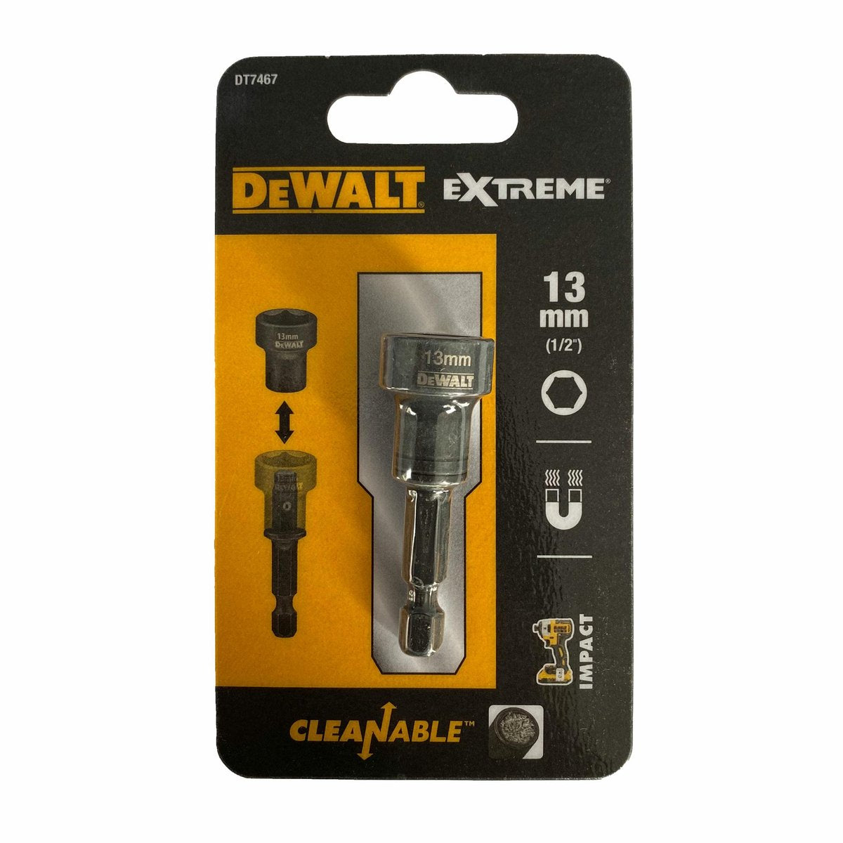 DeWalt dt7467 impact magnetische zeskantdop (reinigbaar) 13mm