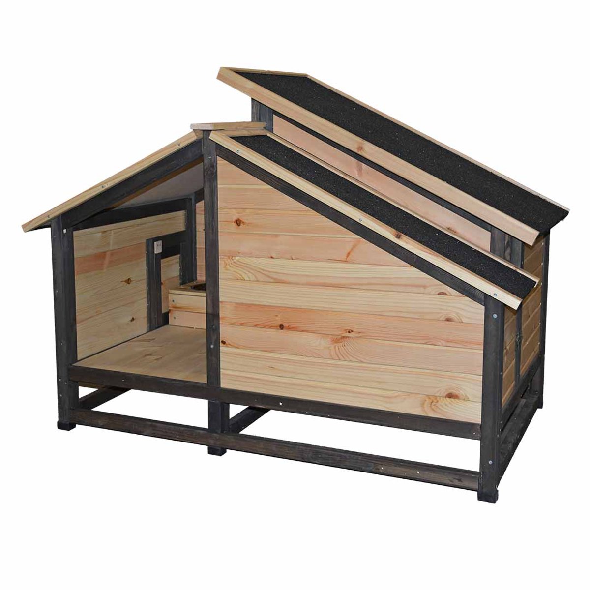 Duvo Plus woodland design hondenhok barking bungalow 127x76x95cm houtkleurig