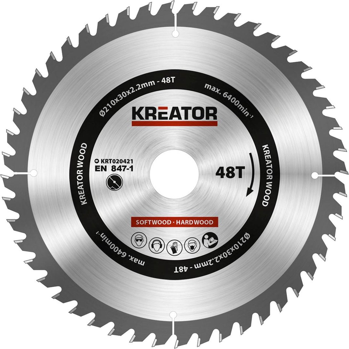 Kreator krt020421 zaagblad hout 210 mm - 48t