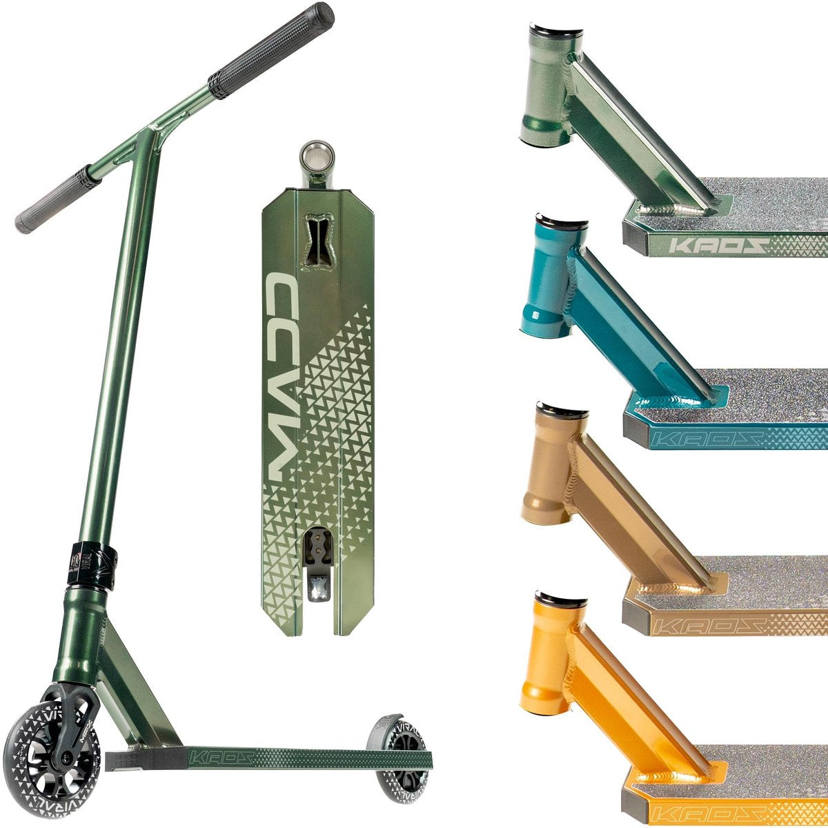Madd Gear Stuntstep - viral kaos forest green - stuurhoogte 86 cm - vanaf 10 jaar - 110mm wielen