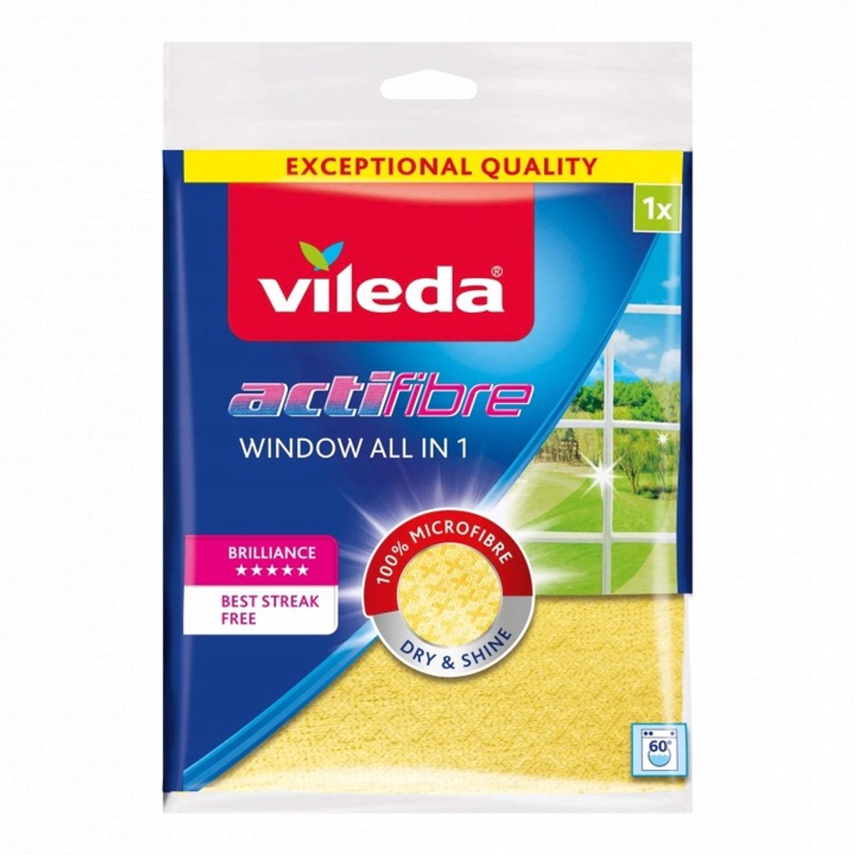 Vileda Cleaning cloth actifibre 168890 glass yellow microfibres