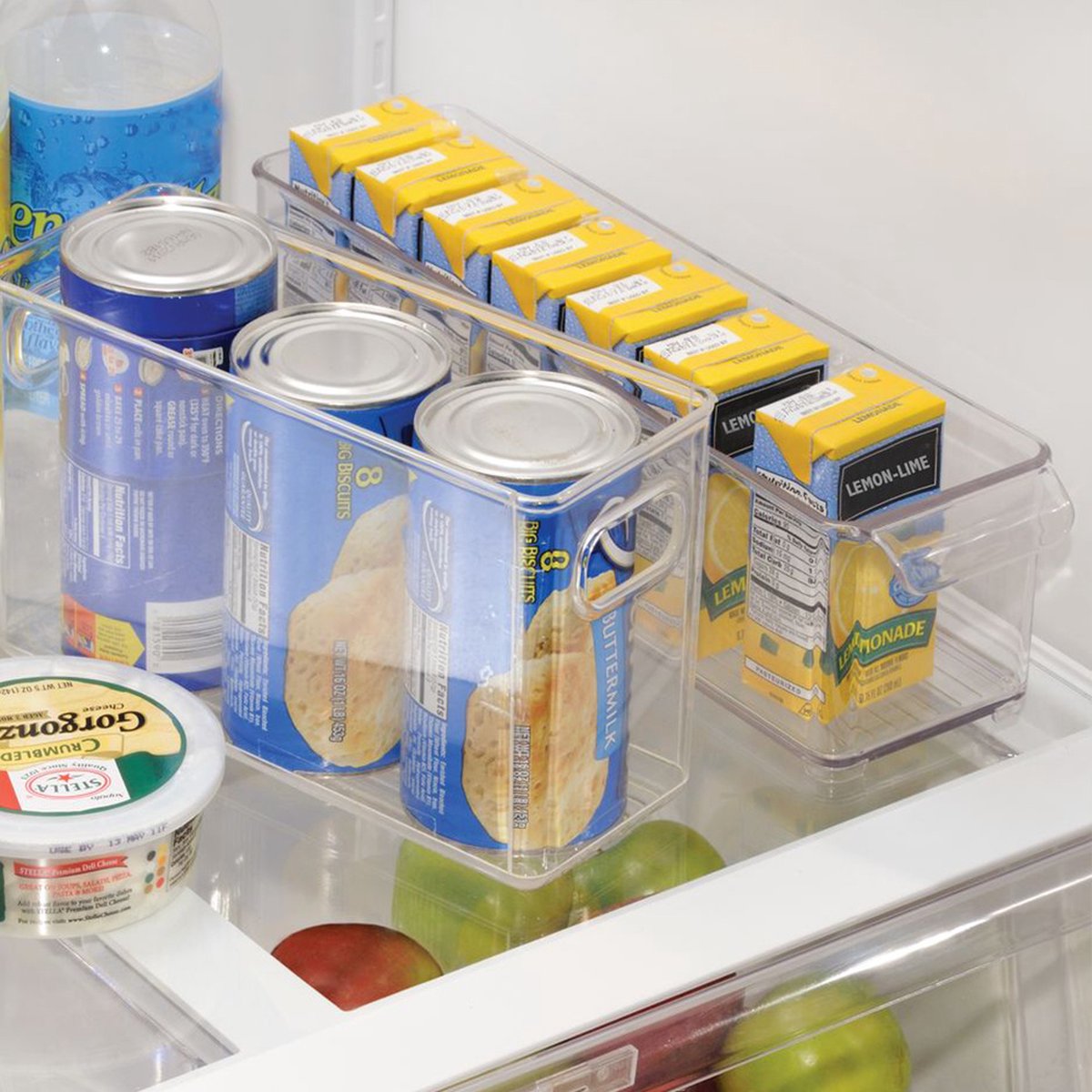 IDesign opbergbakje met handvatten large rechthoekig - transparant - nestbaar | bpa-vrij